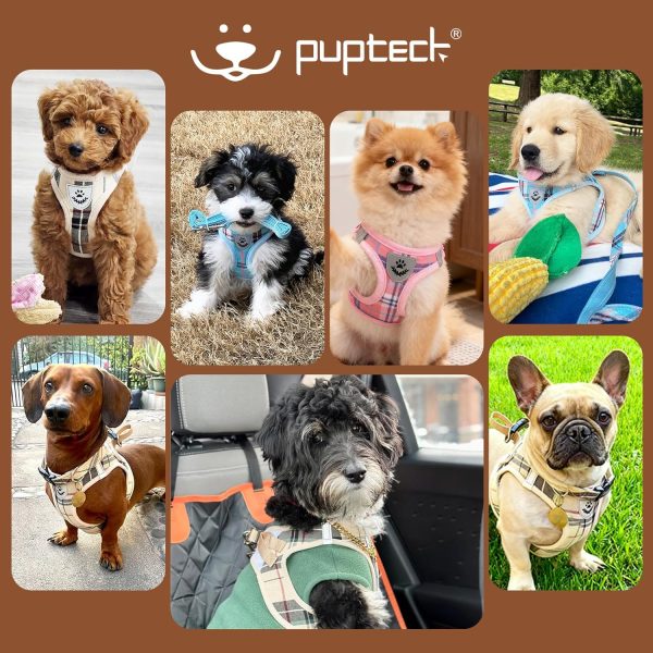 PUPTECK Dog Harness No Pull Step In Reflective Plaid Vest-7