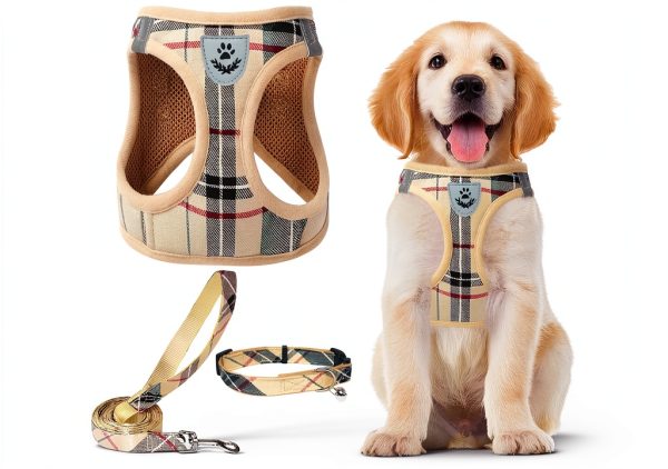 PUPTECK Dog Harness No Pull Step In Reflective Plaid Vest-0