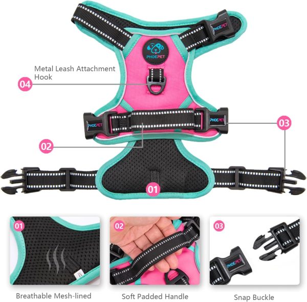 PHOEPET Dog Harness No Pull Reflective Pet Vest Harness-2