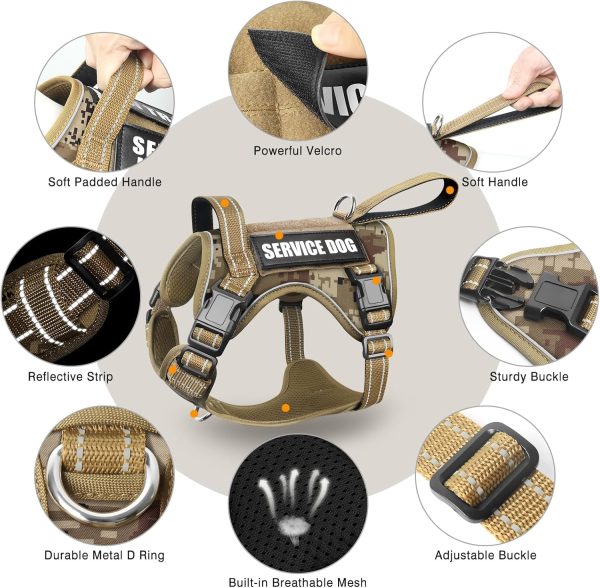 WINSEE Tactical Dog Harness No Pull Reflective Molle System-4
