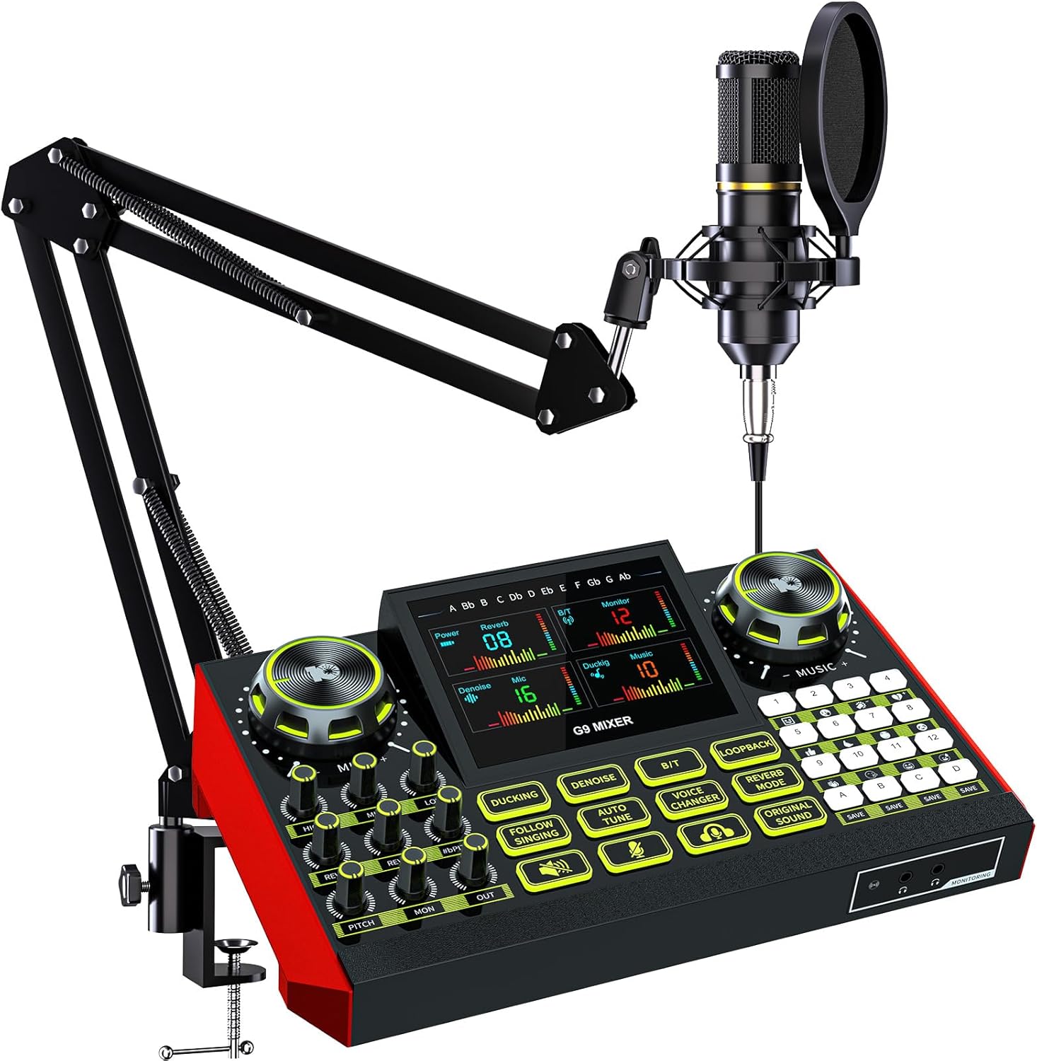 Installing Podcast Microphone Bundle G9 BM800 3.5mm Boom Arm on a wooden desk