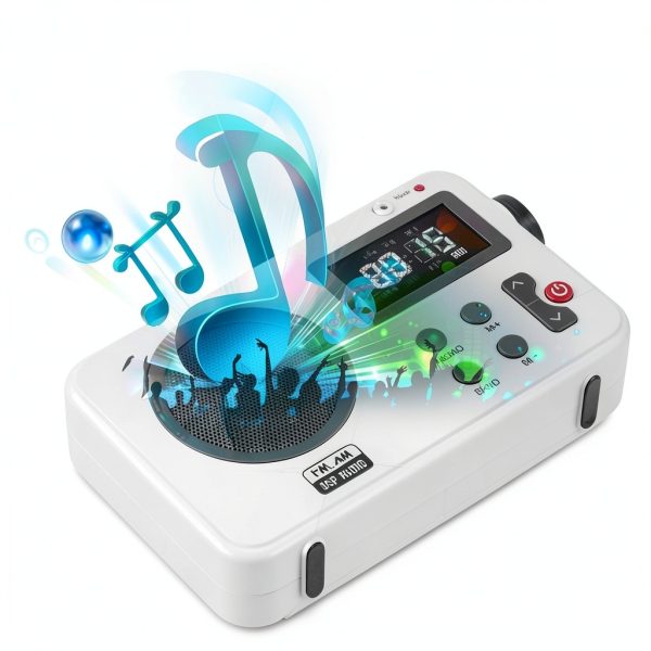 Portable Shower Radio UXELY AM/FM 2.4" HD Display Headphone Jack-4