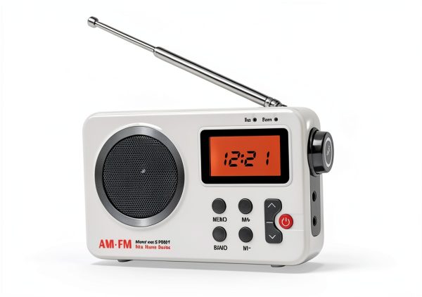 EMVANV Portable Shower Radio White 2.4inch HD LCD Display with-1