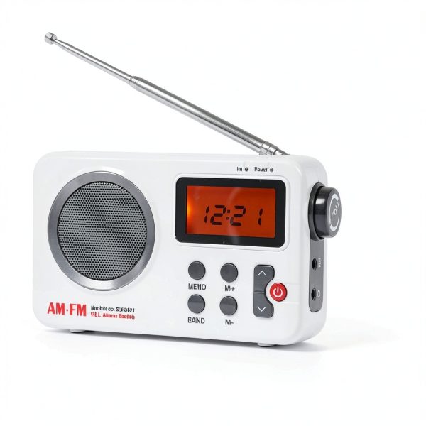 EMVANV Portable Shower Radio White 2.4inch HD LCD Display with-2