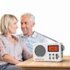 EMVANV Portable Shower Radio White 2.4inch HD LCD Display with-6