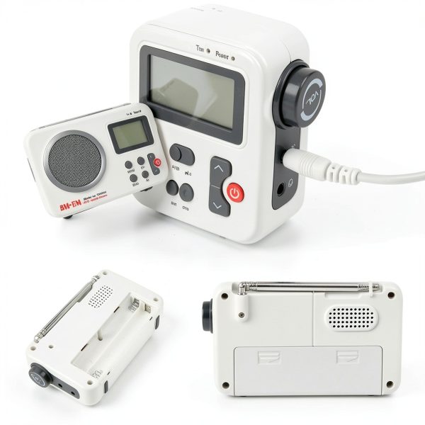 EMVANV Portable Shower Radio White 2.4inch HD LCD Display with-3