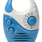 Herxsin Waterproof Shower Radio White Blue Portable AM/FM Top Handle-0