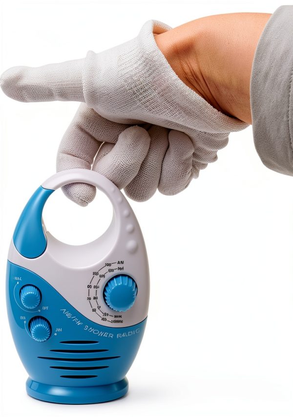 Herxsin Waterproof Shower Radio White Blue Portable AM/FM Top Handle-7