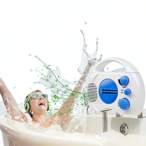 Bewinner Portable Shower Radio Waterproof AM/FM Electronic Tuning-3
