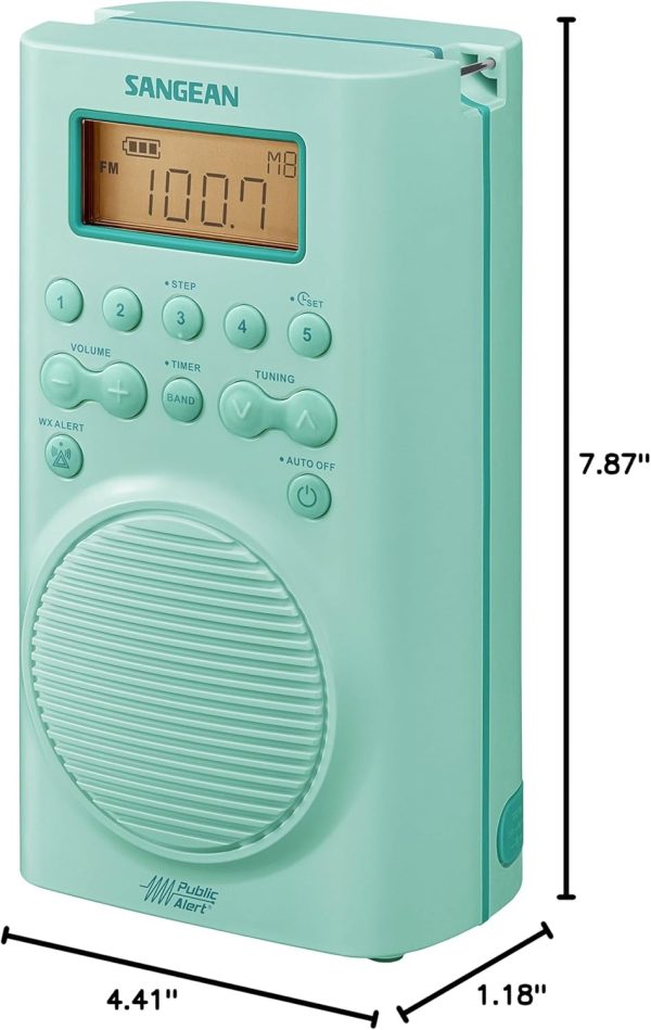 Sangean H205TQ Portable Shower Radio White AM/FM/WX with NOAA Alerts-7