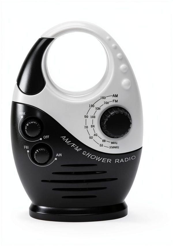 EKDJKK Waterproof Shower Radio Black Portable FM AM with Top Handle-2