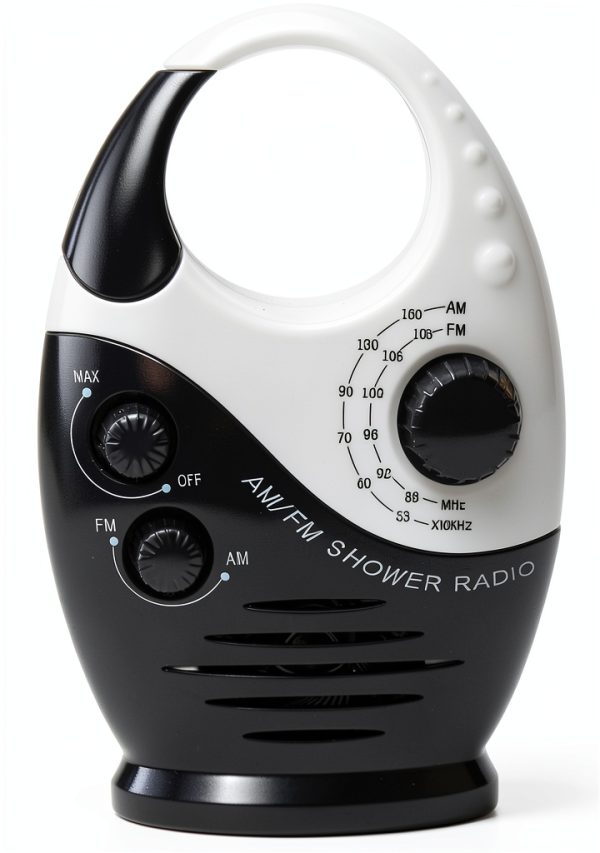 EKDJKK Waterproof Shower Radio Black Portable FM AM with Top Handle-0