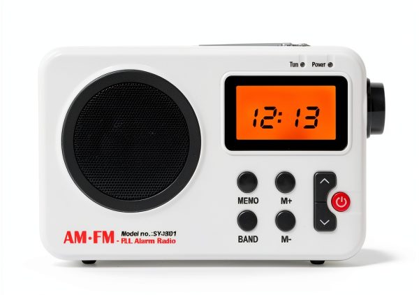 EMVANV Portable Shower Radio White 2.4inch HD LCD Display with-7