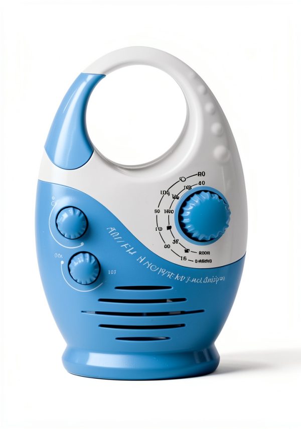 Herxsin Waterproof Shower Radio White Blue Portable AM/FM Top Handle-2