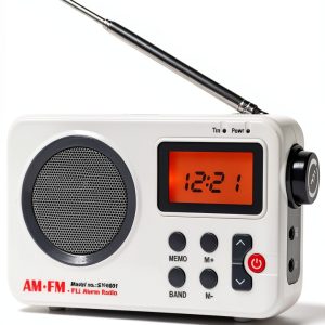 EMVANV Portable Shower Radio White 2.4inch HD LCD Display with-0