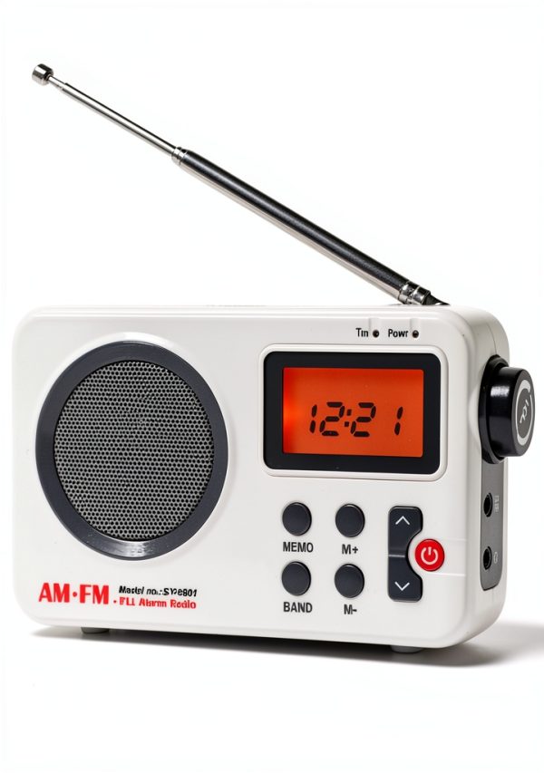 EMVANV Portable Shower Radio White 2.4inch HD LCD Display with-0