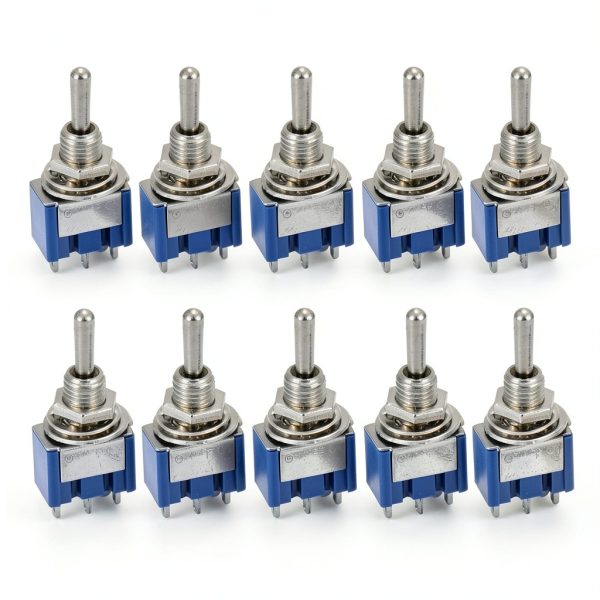 HiLetgo 10pcs SPDT Toggle Switch 6A/125V 3A/250V Silver/Blue-1