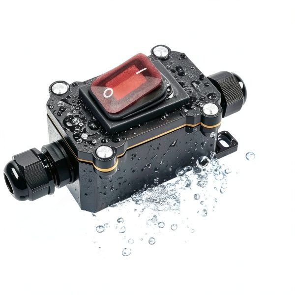 Waterproof Inline Cord Switch DPST 12V-24V/110V-250V| AC/DC Rocker Switch| On Off Outdoor Toggle Switch with Red LED & Two-Side Entry-3