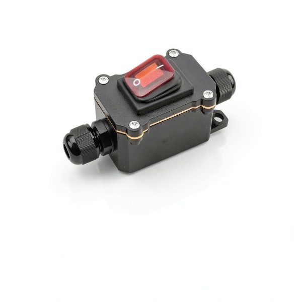 Waterproof Inline Cord Switch DPST 12V-24V/110V-250V| AC/DC Rocker Switch| On Off Outdoor Toggle Switch with Red LED & Two-Side Entry-1