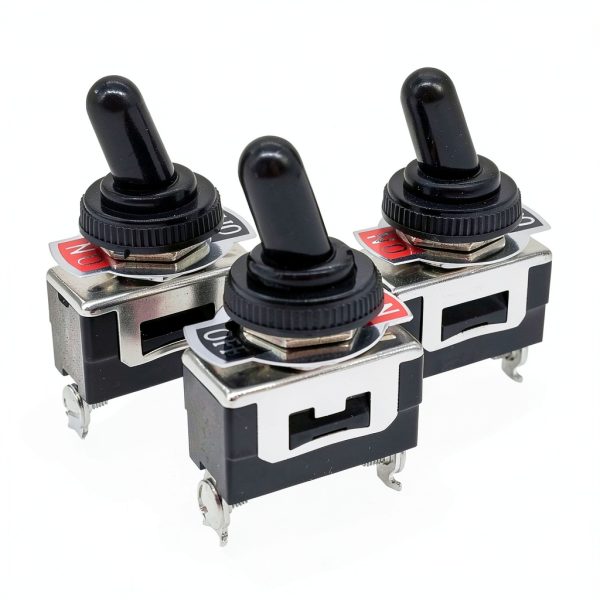Twidec/3Pcs Heavy Duty Rocker One-Side Momentary Toggle Switch 16A 250V AC SPST 2 Position 2 Pin (ON)-Off Switch with Metal Bat Waterproof Boot Cap Cover KL-B112MZ-1
