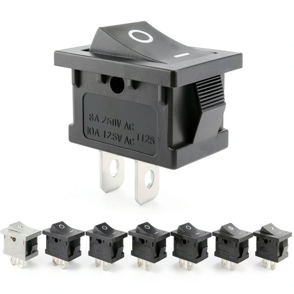 ZUPAYIPA AC 6A/250V SPST On Off Mini Boat Rocker Switch 15pcs Black-0