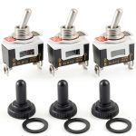 Twidec/3Pcs Heavy Duty Rocker One-Side Momentary Toggle Switch 16A 250V AC SPST 2 Position 2 Pin (ON)-Off Switch with Metal Bat Waterproof Boot Cap Cover KL-B112MZ-0