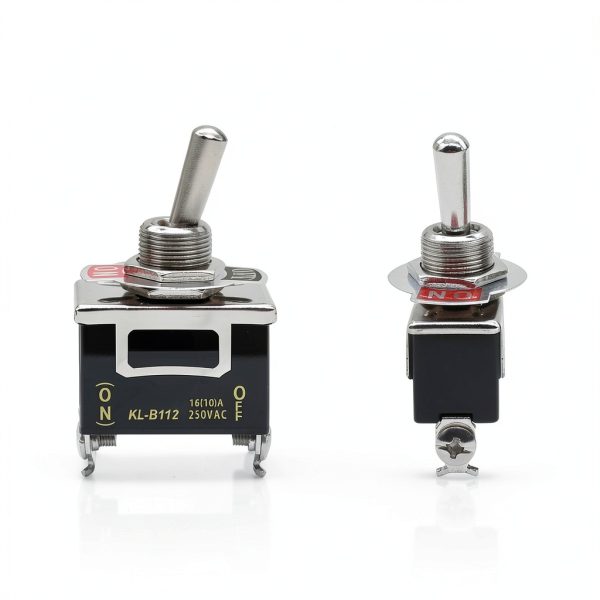 Twidec/3Pcs Heavy Duty Rocker One-Side Momentary Toggle Switch 16A 250V AC SPST 2 Position 2 Pin (ON)-Off Switch with Metal Bat Waterproof Boot Cap Cover KL-B112MZ-6