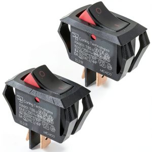 Carling Curvette Rocker Switch RA901-VB-B-9-V Black/Red SPST 2-Pack-0