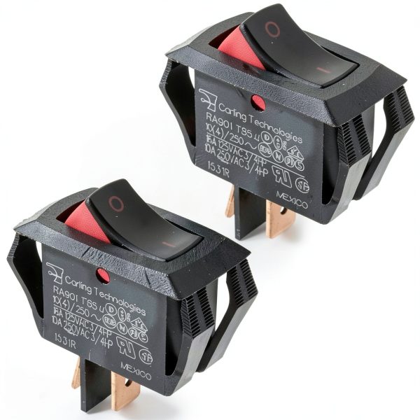 Carling Curvette Rocker Switch RA901-VB-B-9-V Black/Red SPST 2-Pack-0
