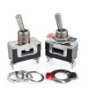 Twidec/3Pcs Heavy Duty Rocker One-Side Momentary Toggle Switch 16A 250V AC SPST 2 Position 2 Pin (ON)-Off Switch with Metal Bat Waterproof Boot Cap Cover KL-B112MZ-3