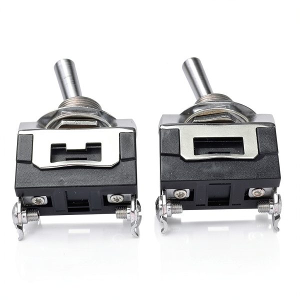 Twidec/3Pcs Heavy Duty Rocker One-Side Momentary Toggle Switch 16A 250V AC SPST 2 Position 2 Pin (ON)-Off Switch with Metal Bat Waterproof Boot Cap Cover KL-B112MZ-4