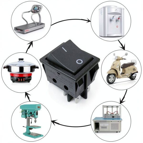 On/Off Boat Rocker Switch Canal R Series DPST 20 A 16 A 125 250VAC Replace Hongju Taiheng TH3 Defond DRH-2415-3 Replacement for A Variety Applications PA66 Black Easy Installation Durable-3