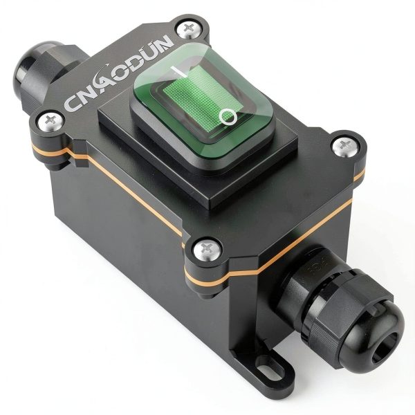 Waterproof Cord Switch CNAODUN 12V 20A DPST Toggle Green Light IP66-0